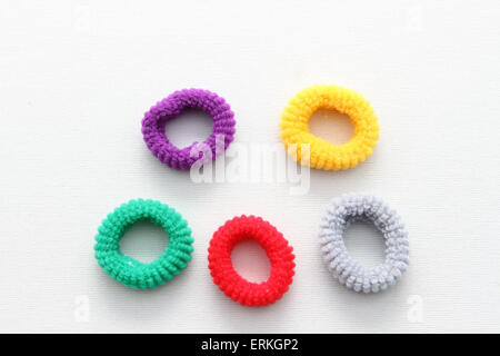 COLORFUL ELASTIC HAIR BANDS Stock Photo