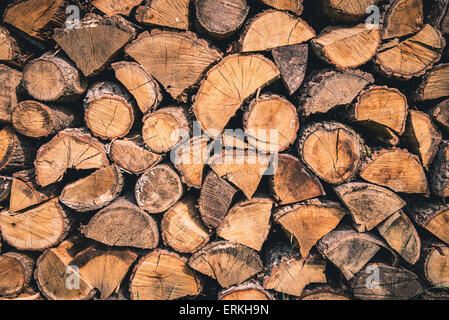 Firewood texture with nice tree cracks and tree rings in it. Stock Photo