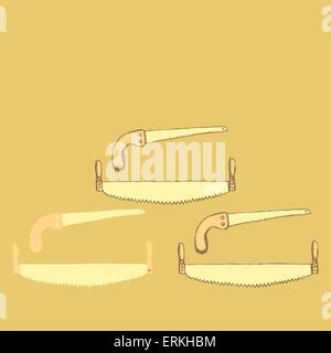 Sketch saws for wood in vintage style, vector seamless pattern Stock Vector