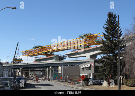 light rail construction in Calgary, Alberta, Canada Stock Photo