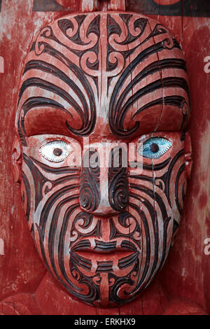 Maori Carving, Te Parapara Garden, Hamilton Gardens, Hamilton, Waikato, North Island, New Zealand Stock Photo