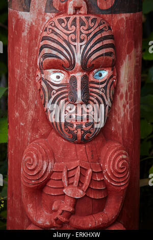 Maori Carving, Te Parapara Garden, Hamilton Gardens, Hamilton, Waikato, North Island, New Zealand Stock Photo