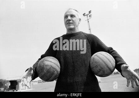 Liverpool manager Bill Shankly, aged 57,  keeps himself  fit by practicing his football skills at the club's training ground. 2nd June 1971. Stock Photo