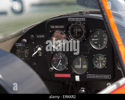 the cockpit of a Zlin aerobatic aircraft,at Aerexpo 2015 aviation event,at Sywell airfield,Northamptonshire, Britain Stock Photo