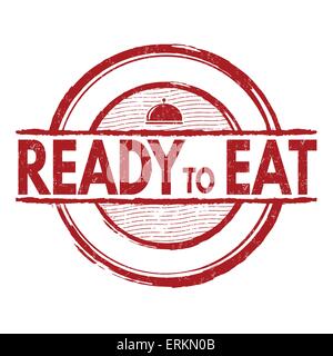 Ready to eat grunge rubber stamp on white, vector illustration Stock Vector