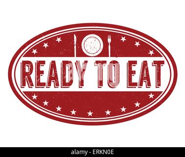 Ready to eat grunge rubber stamp on white, vector illustration Stock Vector