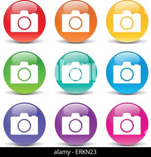 Vector illustration of camera icons on white background Stock Vector