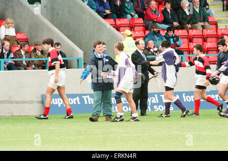Forthbank Stadium, 26th September 1995. Gavin Hastings makes his last big-game appearance. He will quit as an international after the World Cup, leads the Barbarians against Stirling County. The game at Forthbank Stadium marks County's rise from Division Seven to national champions. Princess Anne, the SRU patron, will watch her son Peter Phillips play for a Gordonstoun School XV against County's Under-18s at 2.15 in a curtain- raiser. Stock Photo