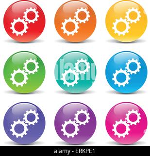 Vector illustration of gears icons on white background Stock Vector