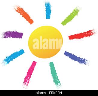Vector illustration of colorful sun on white background Stock Vector
