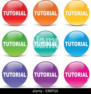 Vector illustration of tutorial set icons on white background Stock Vector