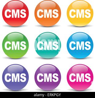 Vector illustration of colorful cms icons on white background Stock Vector