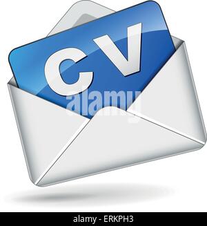 Vector illustration of cv mail envelope on white background Stock Vector