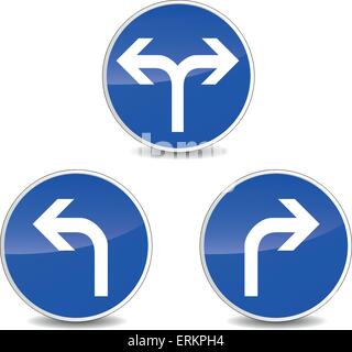 Vector illustration of turning blue signs on white background Stock Vector