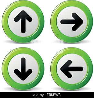 Vector illustration of set arrows green icons on white background Stock Vector