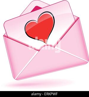 Vector illustration of love mail envelope on white background Stock Vector