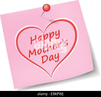 Vector illustration of mothers day note on white background Stock Vector