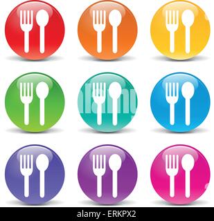 Vector illustration of restaurant set icons on white background Stock Vector