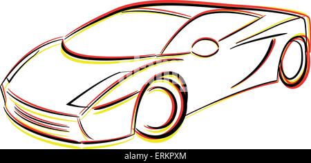 Vector illustration of drawing race car concept Stock Vector