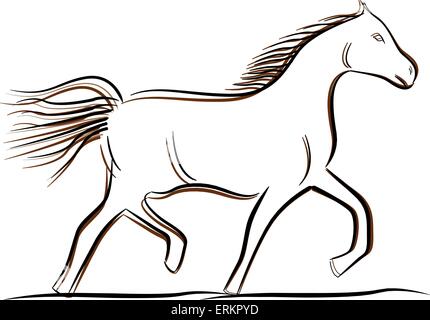 Vector illustration of horse drawing on white background Stock Vector