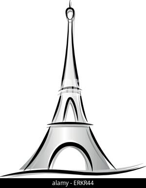Vector drawing of eiffel tower on white background Stock Vector
