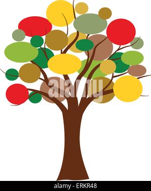 Vector illustration of colorful tree on white background Stock Vector