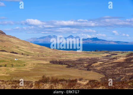 Ardnamurchan Peninsula looking towards Eigg, Rhum and Skye, Lochaber, Highlands, Scotland Stock Photo