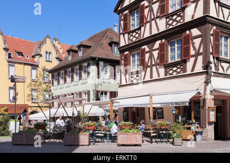 Restaurant Wistub Brenner, Colmar, Alsace, France, Europe Stock Photo