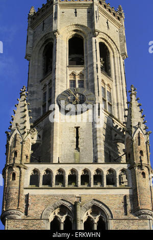 View from the Grand Place of the Belfry of Bruges, Belgium, Europe Stock Photo