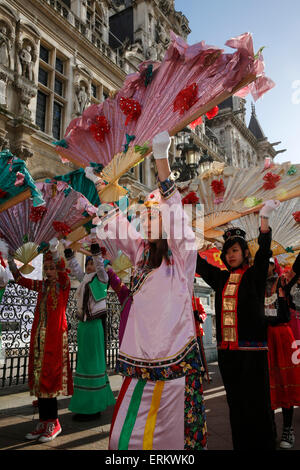 Chinese New Year outside the Paris City Hall, Paris, France, Europe Stock Photo