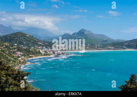 View over Plakas on the south coast of Crete, Greek Islands, Greece, Europe Stock Photo