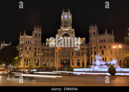 Plaza de Cibeles with Oficina de Correos in background, Madrid, Spain Stock Photo