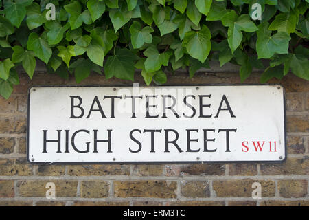 street name sign for battersea high street, london, england Stock Photo