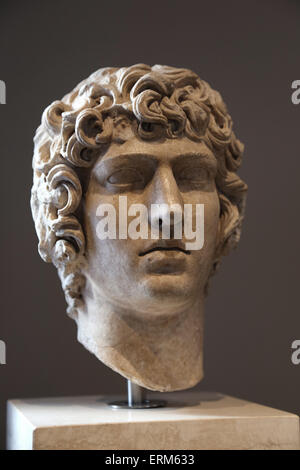 Portrait of Antinoo (111-130). Bithynian Greek youth, favourite of Emperor Hadrian. Late Hadrianic period (AD 130-138 ). Rome. Stock Photo