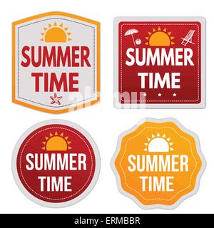 Summer time stickers set on white background, vector illustration Stock Vector