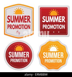 Summer promotion stickers set on white background, vector illustration Stock Vector