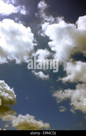 Bright white clouds set against a blue sky above Bristol in the UK. Stock Photo