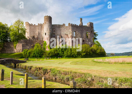 Estuary of the River Tâf with Laugharne Castle  in the background Carmarthenshire, Wales UK Europe Stock Photo