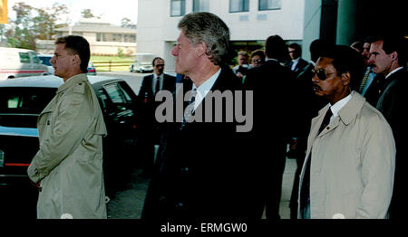 Ann Arbor, Michigan Oct. 1992 Presidential candidate Governor William Clinton  walking out of the Hotel in Ann Arbor, Michigan before going to the debate at the University of Michigan. Stock Photo