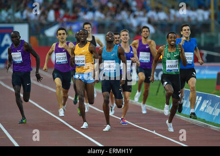 Rome, Italy. 04th June, 2015. IAAF Diamond League Rome Golden Gala. Mohamed Aman (ETH) wins in the 800m Credit:  Action Plus Sports/Alamy Live News Stock Photo