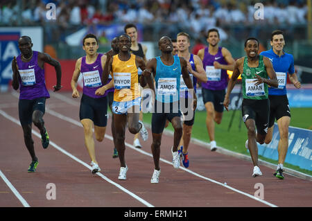 Rome, Italy. 04th June, 2015. IAAF Diamond League Rome Golden Gala. Mohamed Aman (ETH) wins in the 800m Credit:  Action Plus Sports/Alamy Live News Stock Photo