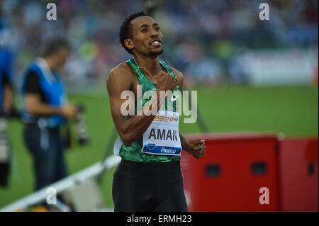 Rome, Italy. 04th June, 2015. IAAF Diamond League Rome Golden Gala. Mohamed Aman (ETH) wins in the 800m Credit:  Action Plus Sports/Alamy Live News Stock Photo