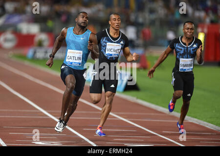 Rome, Italy. 04th June, 2015. IAAF Diamond League Rome Golden Gala. Justin Gatlin (USA) competes in the mens 100m Credit:  Action Plus Sports/Alamy Live News Stock Photo