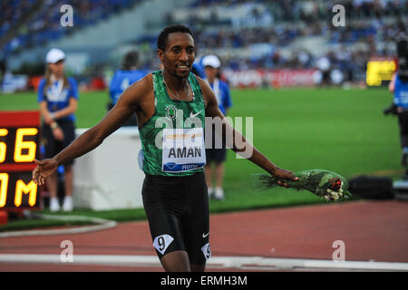 Rome, Italy. 04th June, 2015. IAAF Diamond League Rome Golden Gala. Mohamed Aman (ETH) wins in the mens 800m Credit:  Action Plus Sports/Alamy Live News Stock Photo