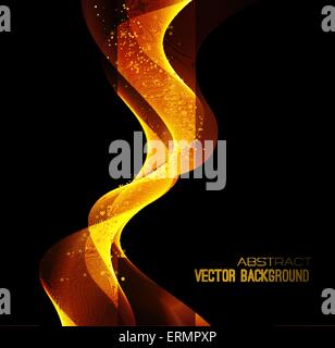 Vector illustration abstract background with gold blurred magic neon light curved lines Stock Vector