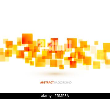 Vector abstract technology background with orange square shapes. Mosaic banner Stock Vector