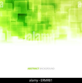 Green  shiny squares shapes technical background. Vector technology design Stock Vector