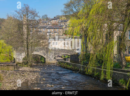 The pretty tourist town of Hebden Bridge in the South Pennine region of West Yorkshire Stock Photo