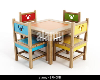 Children's Tables And Chairs isolated on white background. Stock Photo