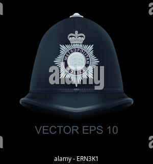 Traditional helmet of metropolitan British police officers - Background - Realistic detailed shaded illustration - bobby - cop Stock Photo